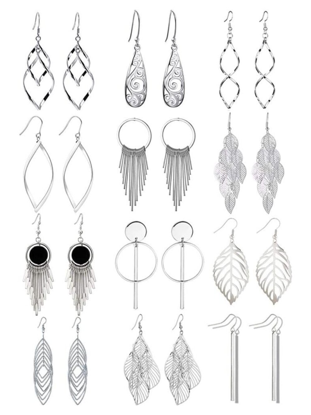 12 Pairs Boho Drop Dangle Earrings Copper Vintage Statement Jewelry Set